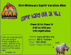 ROAR Vacation Bible School @ Porterville FMBC