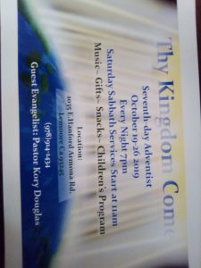 Thy Kingdom Come (Evangelist) @ Seven Day Adventist Church