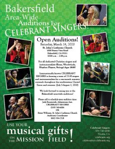 Bakersfield Area-Wide Auditions for CELEBRANT SINGERS @ St. John's Lutheran Church | Bakersfield | California | United States